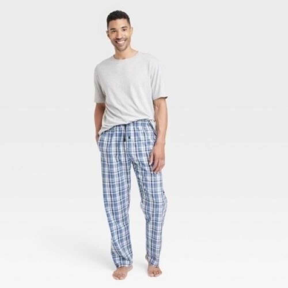 Hanes Premium‎ Men's 2pk Plaid Pajama Set Size Small NWT Blue Gray